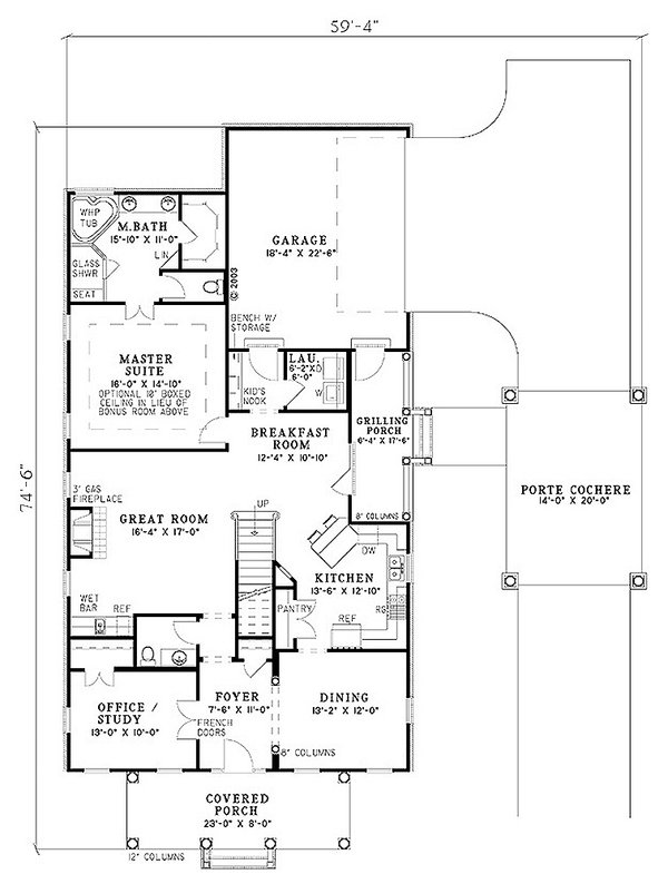Floor Plan - Main Floor for Country House Plan #17-2107 - 3 bed, 2.5 bath