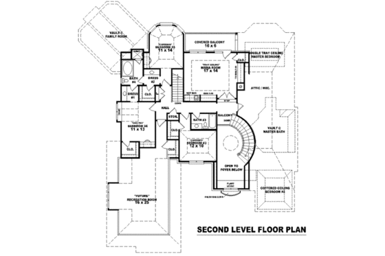 Floor Plan - Upper Floor for European House Plan #81-1327 - 4 bed, 4 bath
