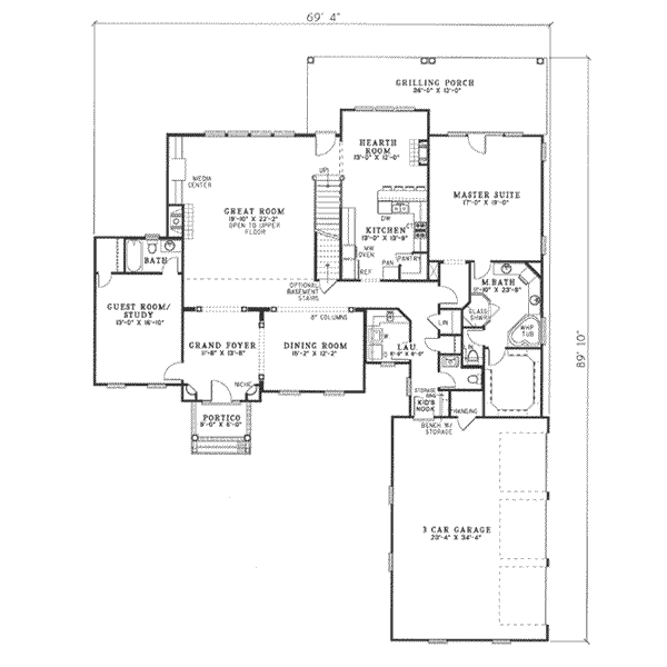 Home Plan - Colonial Floor Plan - Main Floor Plan #17-613