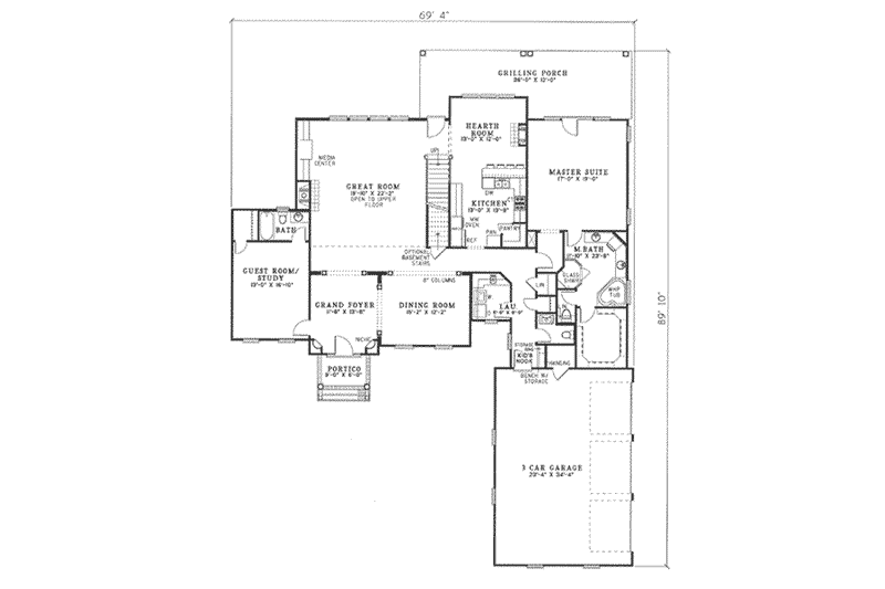 Home Plan - Floor Plan - Main Floor for Colonial House Plan #17-613 - 5 bed, 3.5 bath