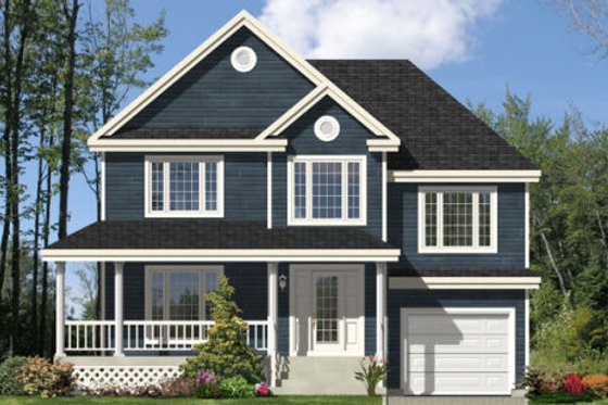 Exterior - Front Elevation for Country House Plan #138-255 - 3 bed, 1 bath