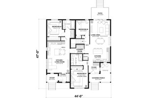 Floor Plan - Main Floor for Farmhouse House Plan #23-2195 - 3 bed, 2 bath