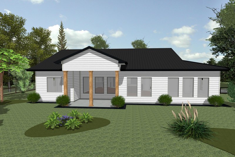 House Blueprint - Exterior - Rear Elevation for Contemporary House Plan #20-2579 - 3 bed, 2 bath