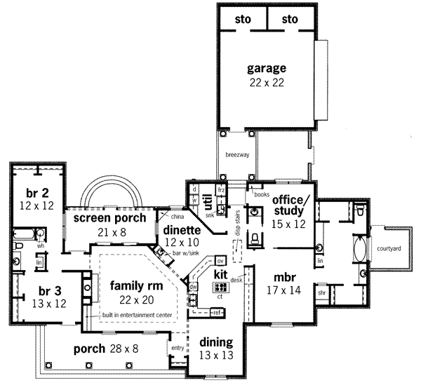 House Blueprint - Traditional Floor Plan - Main Floor Plan #45-149