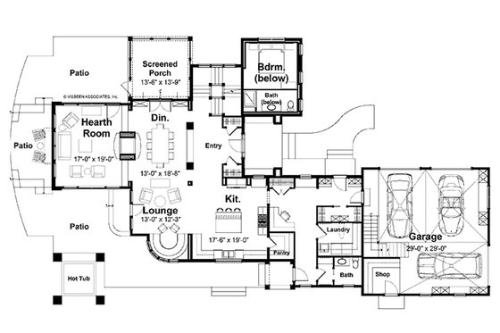 Floor Plan - Main Floor for Farmhouse House Plan #928-416 - 5 bed, 4.5 bath