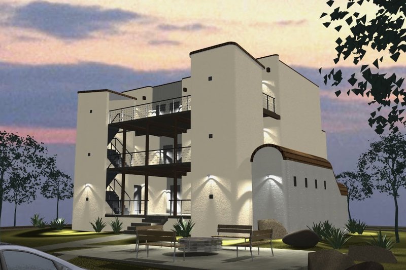 Dream House Plan - Exterior - Rear Elevation for Adobe / Southwestern House Plan #535-10 - 1 bed, 1 bath