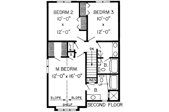 Floor Plan - Upper Floor for Traditional House Plan #312-118 - 3 bed, 2.5 bath