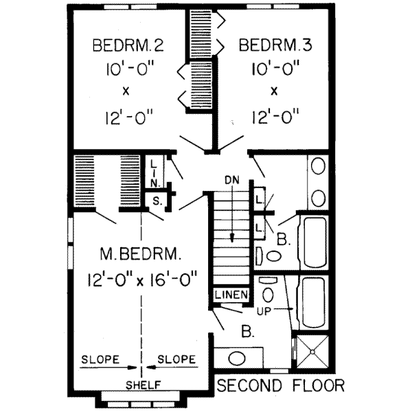 Floor Plan - Upper Floor for Traditional House Plan #312-118 - 3 bed, 2.5 bath