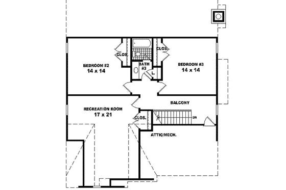 Floor Plan - Upper Floor for Tudor House Plan #81-428 - 3 bed, 3 bath