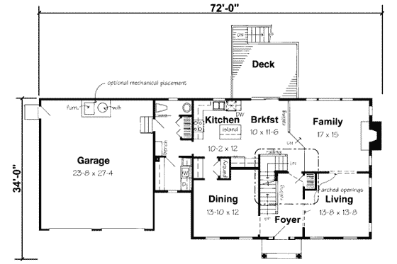Floor Plan - Main Floor for Colonial House Plan #312-395 - 4 bed, 2.5 bath