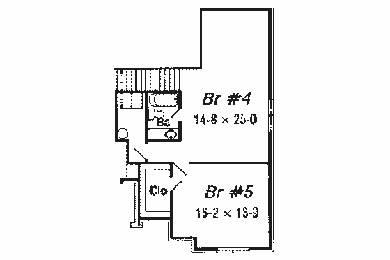 Floor Plan - Upper Floor for European House Plan #329-278 - 5 bed, 3 bath