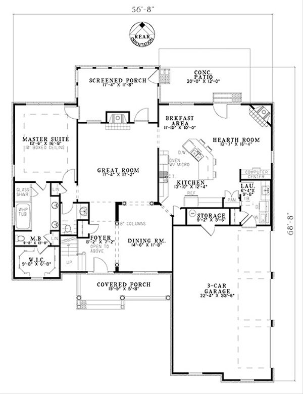 House Blueprint - Traditional style house plan, main level floor plan