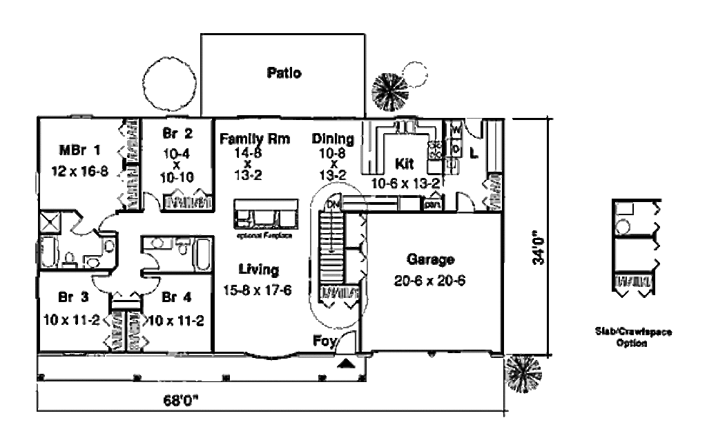 Traditional Style House Plan 4 Beds 2 Baths 1901 Sq/Ft