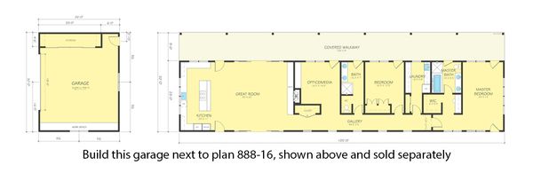 House Blueprint - Ranch Floor Plan - Other Floor Plan #888-14