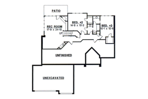Floor Plan - Lower Floor for European House Plan #67-359 - 3 bed, 2.5 bath