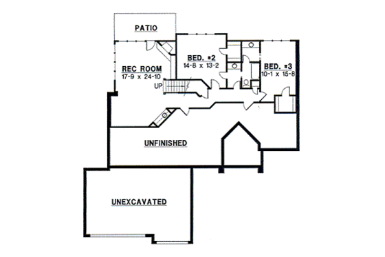 Floor Plan - Lower Floor for European House Plan #67-359 - 3 bed, 2.5 bath