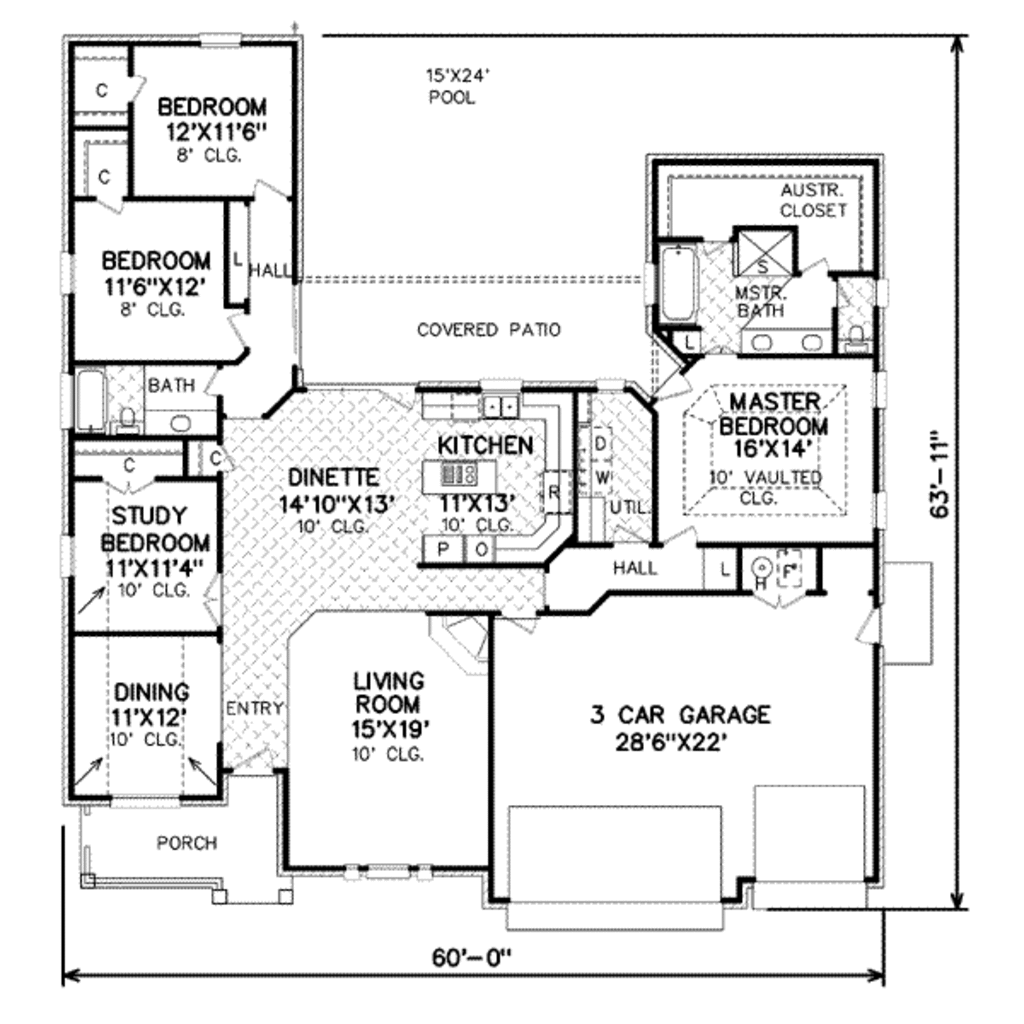 European Style House Plan - 4 Beds 2 Baths 2190 Sq/Ft Plan #65-351 ...