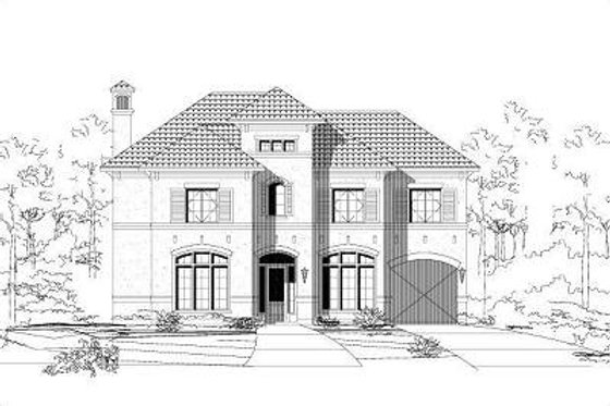 Exterior - Front Elevation for European House Plan #411-378 - 4 bed, 4.5 bath