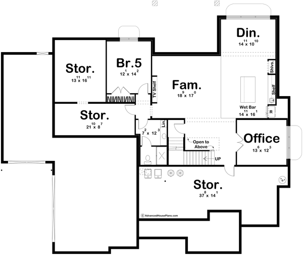 Dream House Plan - Cottage Floor Plan - Lower Floor Plan #455-541