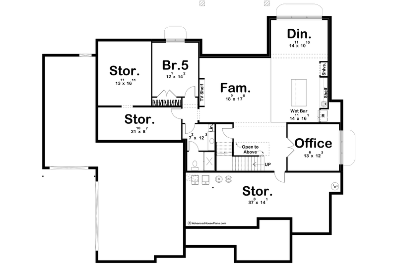 House Plan Design - Floor Plan - Lower Floor for Cottage House Plan #455-541 - 4 bed, 3 bath