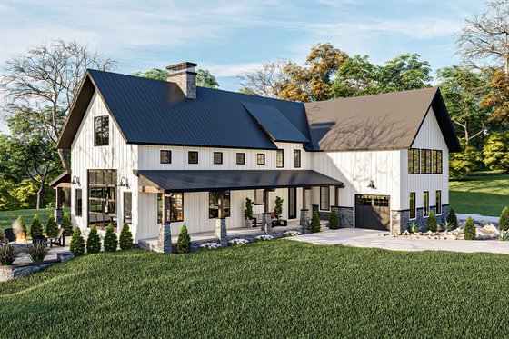 Exterior - Front Elevation for Barndominium House Plan #455-249 - 4 bed, 3.5 bath