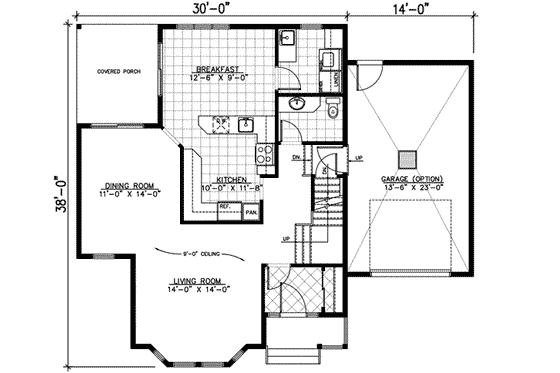 Floor Plan - Main Floor for Cottage House Plan #138-129 - 3 bed, 1.5 bath