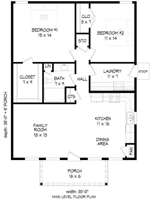 House Blueprint - Country Floor Plan - Main Floor Plan #932-1390
