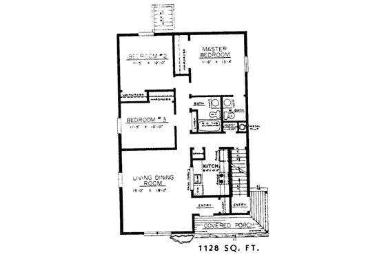 Floor Plan - Main Floor for Traditional House Plan #303-242 - 3 bed, 1.5 bath