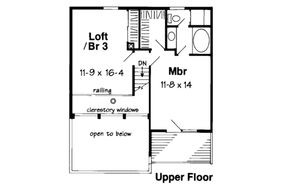 Floor Plan - Upper Floor for Modern House Plan #312-571 - 3 bed, 2 bath