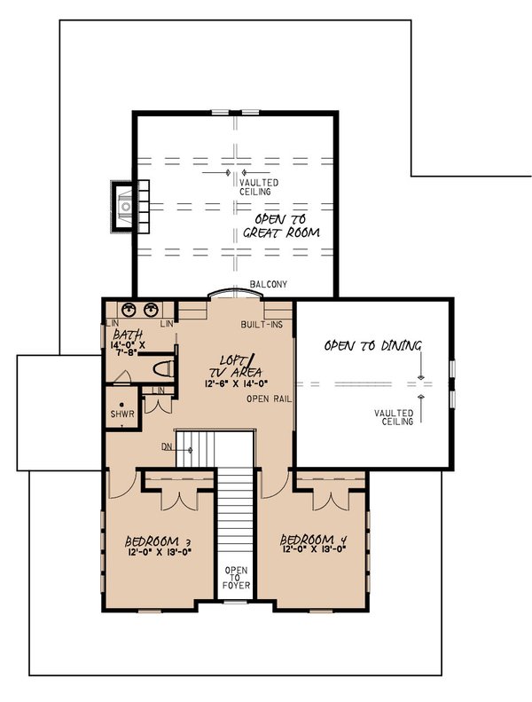 House Blueprint - Farmhouse Floor Plan - Upper Floor Plan #923-101