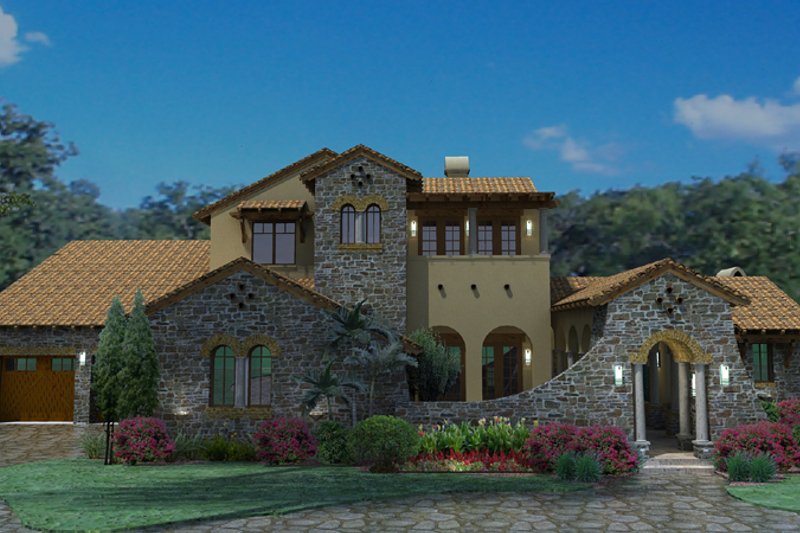 Architectural House Design - Mediterranean Exterior - Front Elevation Plan #120-163