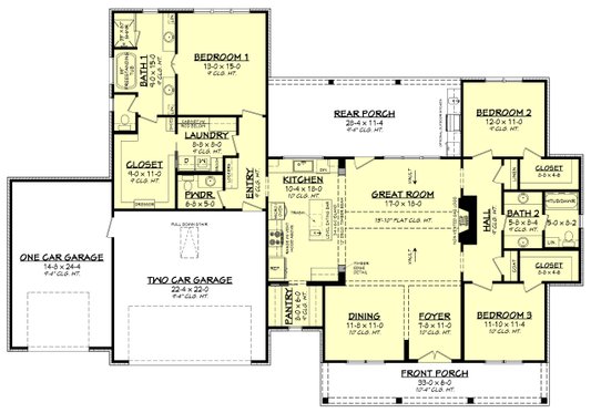 Floor Plan - Main Floor for Farmhouse House Plan #430-258 - 3 bed, 2.5 bath