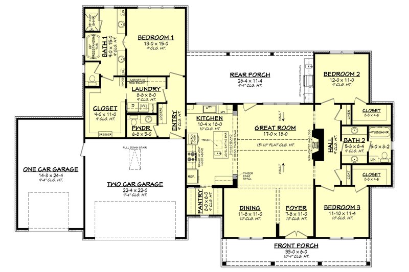 Architectural House Design - Floor Plan - Main Floor for Farmhouse House Plan #430-258 - 3 bed, 2.5 bath