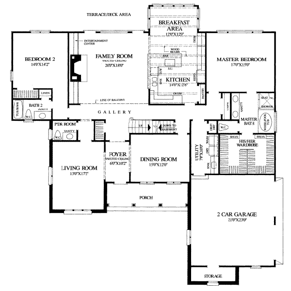House Blueprint - Southern Floor Plan - Main Floor Plan #137-202