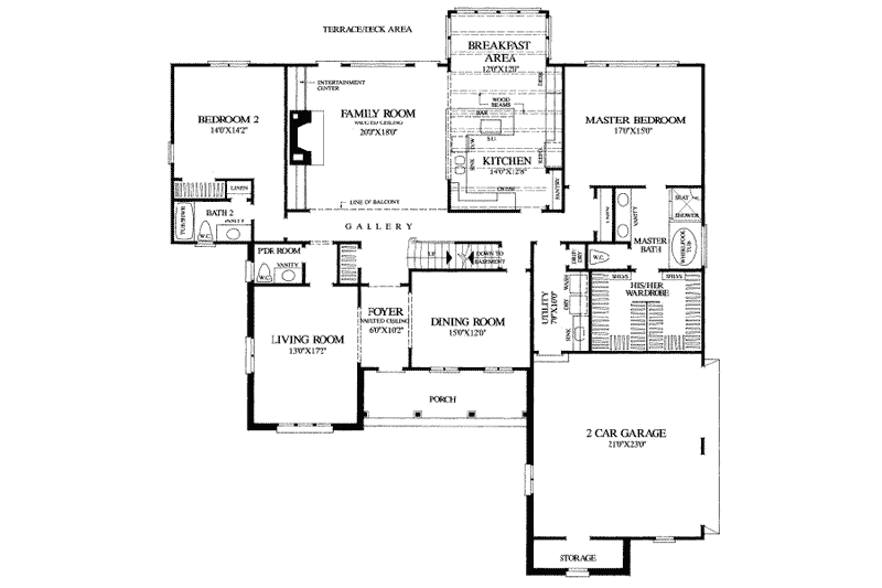 Home Plan - Floor Plan - Main Floor for Southern House Plan #137-202 - 4 bed, 4 bath