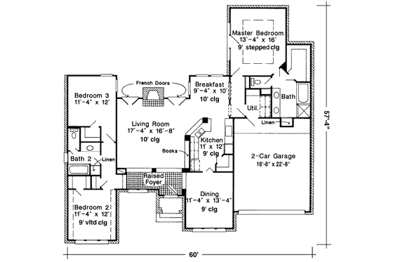 Floor Plan - Main Floor for European House Plan #410-113 - 3 bed, 2 bath