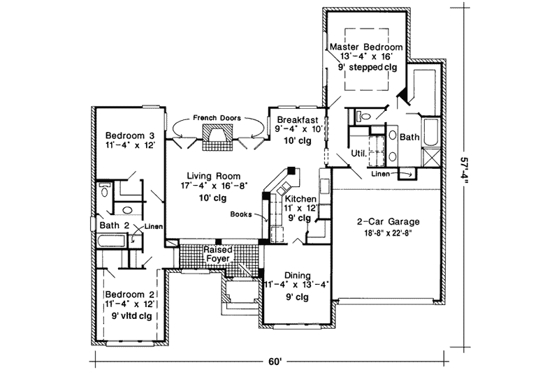 Dream House Plan - Floor Plan - Main Floor for European House Plan #410-113 - 3 bed, 2 bath
