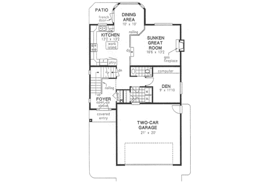 Floor Plan - Main Floor for Traditional House Plan #18-4259 - 4 bed, 2.5 bath