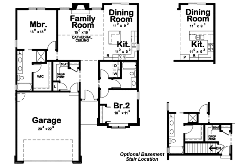 Home Plan - Floor Plan - Main Floor for European House Plan #20-1507 - 2 bed, 2 bath