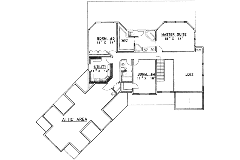 Dream House Plan - Floor Plan - Upper Floor for European House Plan #117-445 - 3 bed, 2 bath