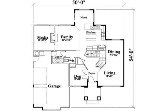 Floor Plan - Main Floor for Contemporary House Plan #78-212 - 4 bed, 2.5 bath