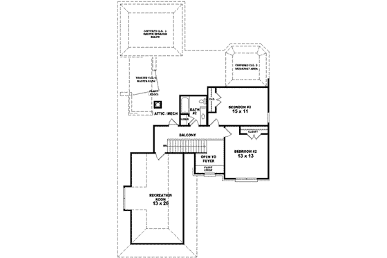 Floor Plan - Upper Floor for European House Plan #81-937 - 3 bed, 2.5 bath