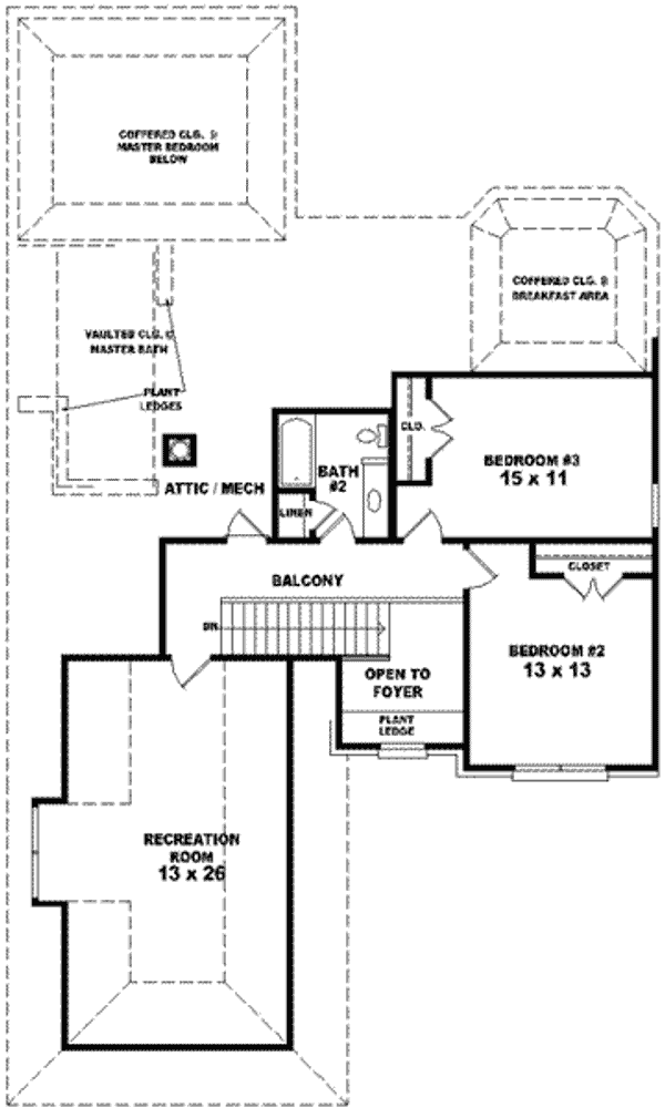 Floor Plan - Upper Floor for European House Plan #81-937 - 3 bed, 2.5 bath