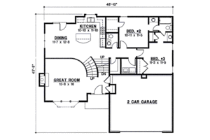 Floor Plan - Main Floor for Traditional House Plan #67-842 - 3 bed, 2 bath