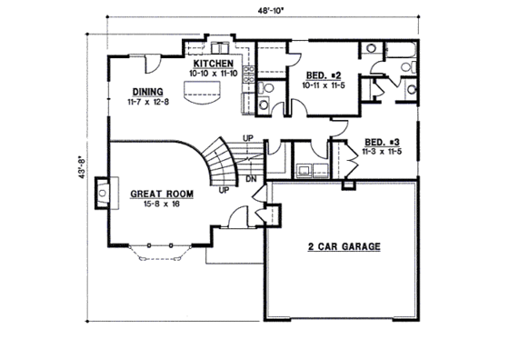 Floor Plan - Main Floor for Traditional House Plan #67-842 - 3 bed, 2 bath
