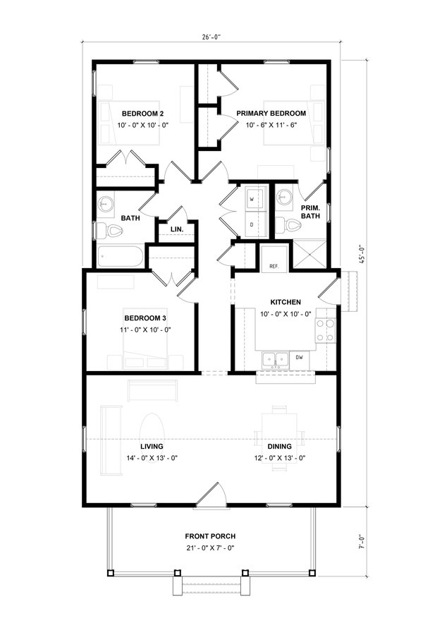 Home Plan - Floor Plan - Main Floor for Craftsman House Plan #936-23 - 3 bed, 2 bath