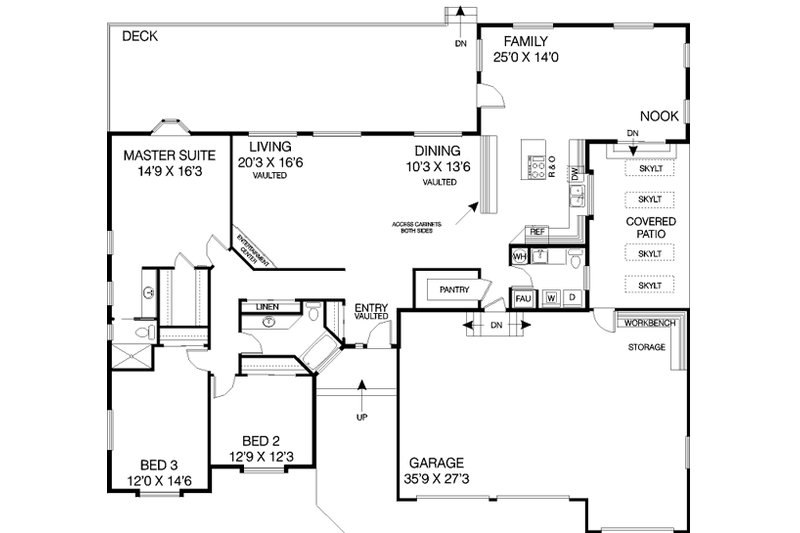 Home Plan - Floor Plan - Main Floor for Traditional House Plan #60-444 - 3 bed, 3 bath