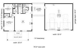Floor Plan - Main Floor for Contemporary House Plan #932-468 - 3 bed, 2 bath