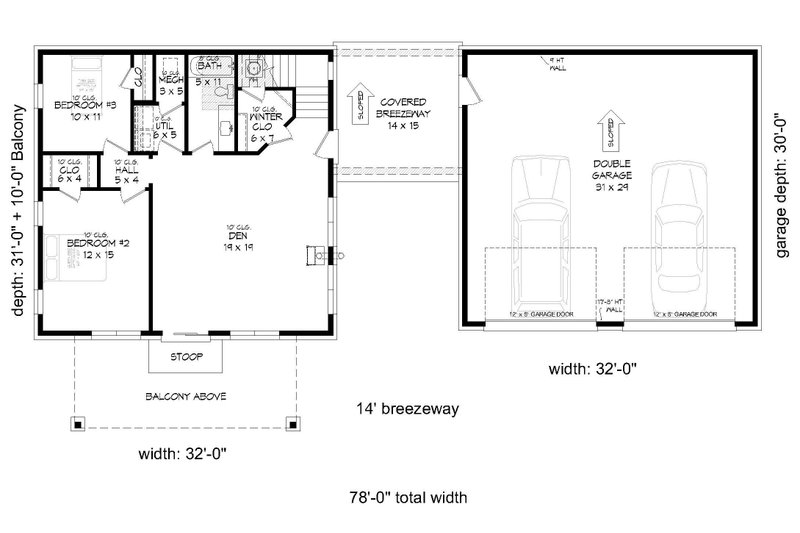 Home Plan - Floor Plan - Main Floor for Contemporary House Plan #932-468 - 3 bed, 2 bath
