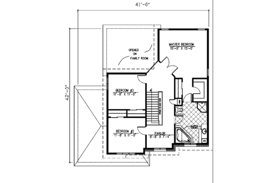 Floor Plan - Upper Floor for European House Plan #138-258 - 3 bed, 1.5 bath
